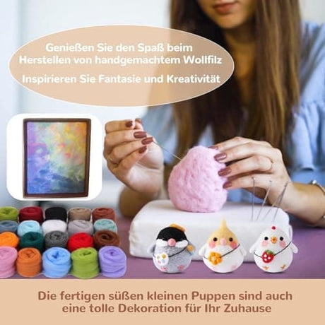 Felting Needles Kit in 24 Colors with Wool, Tools, Mat \u0026 Storage Bag for DIY Craft Projects.