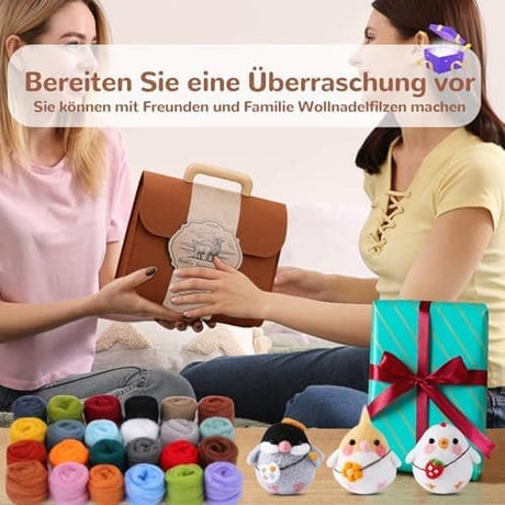 Felting Needles Kit in 24 Colors with Wool, Tools, Mat \u0026 Storage Bag for DIY Craft Projects.