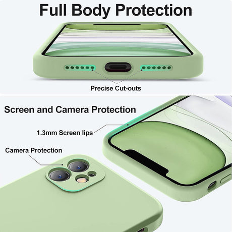 iPhone 11 Case 6.1 Inch Liquid Silicone Square Edges Camera Protection Soft Anti-Scratch Microfiber Lining Matcha Green Upgraded