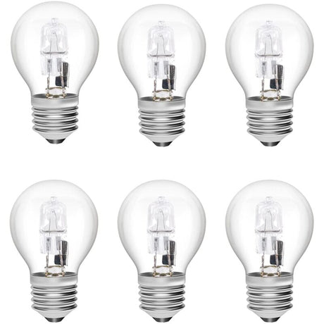 E27 Halogen Bulbs 6-Pack, 28W G45 Dimmable Warm White 2700K Golf Ball Clear Blub, Compatible with Chandeliers
