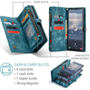 Samsung Galaxy S25 Leather Magnetic Zipper Wallet Case 2-in-1 Detachable Flip Cover with Card Holder Compatible with iPhone 16 Black