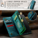 Samsung Galaxy S25 Leather Magnetic Zipper Wallet Case 2-in-1 Detachable Flip Cover with Card Holder Compatible with iPhone 16 Black
