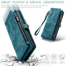 Samsung Galaxy S25 Leather Magnetic Zipper Wallet Case 2-in-1 Detachable Flip Cover with Card Holder Compatible with iPhone 16 Black