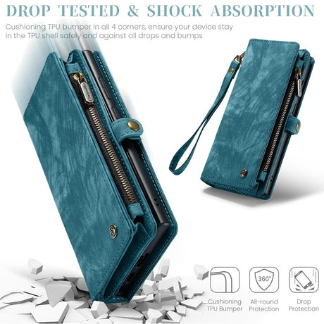 Samsung Galaxy S25 Leather Magnetic Zipper Wallet Case 2-in-1 Detachable Flip Cover with Card Holder Compatible with iPhone 16 Black