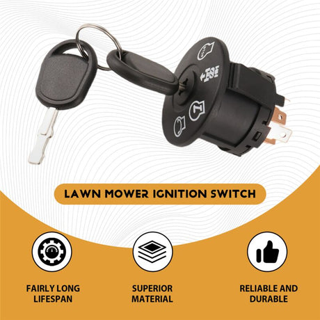 Ignition Lock with Key for Riding Lawn Mower Tractor, 4-Position, Compatible with 193350 532193350