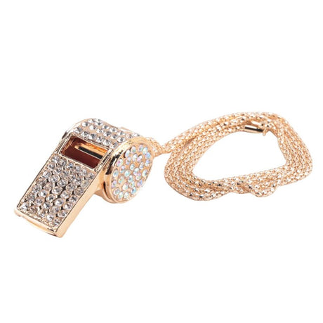 Metal Rhinestone Crystal Whistle with Key Ring for Referees Coaches Teachers