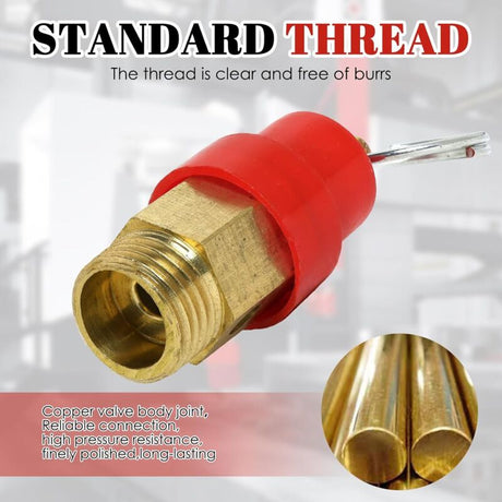 Air Compressor Safety Valve 115 PSI G1/4 Male Red Capsule 1pc Compatible with Various Brands