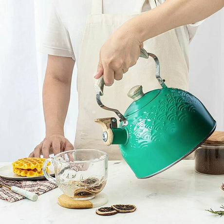 Stainless Steel Induction Kettle 2.5L Whistling Tea Kettle for Gas Stove Wood Stove