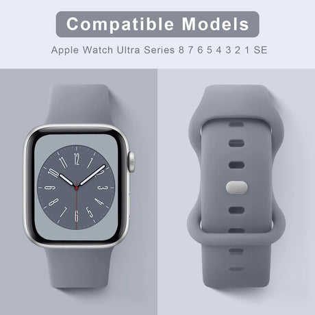 Soft Silicone Band for Apple Watch Series 8 7 6 5 4 3 SE and Ultra, Compatible with Apple, Smoky Purple, 38mm 40mm 41mm 42mm 44mm 45mm 49mm