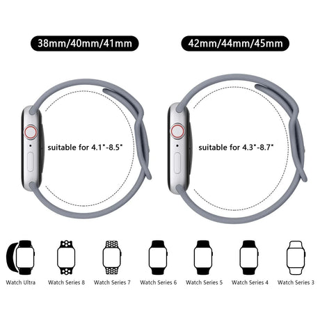 Soft Silicone Band for Apple Watch Series 8 7 6 5 4 3 SE and Ultra, Compatible with Apple, Smoky Purple, 38mm 40mm 41mm 42mm 44mm 45mm 49mm