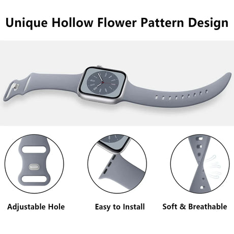 Soft Silicone Band for Apple Watch Series 8 7 6 5 4 3 SE and Ultra, Compatible with Apple, Smoky Purple, 38mm 40mm 41mm 42mm 44mm 45mm 49mm