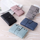 Blue Leather Women's Wallet Foldable Card Holder Small Fashion Wallet