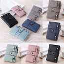 Blue Leather Women's Wallet Foldable Card Holder Small Fashion Wallet
