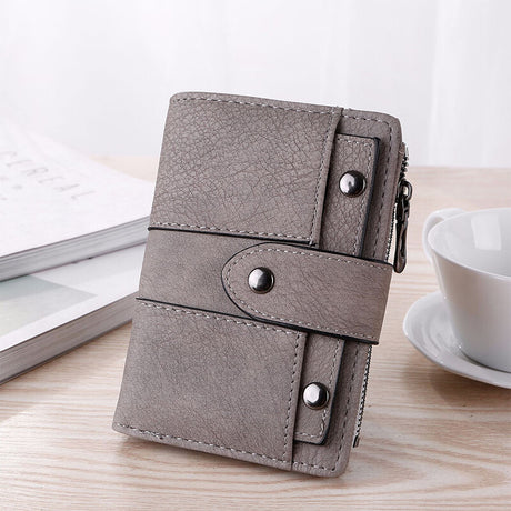 Blue Leather Women's Wallet Foldable Card Holder Small Fashion Wallet