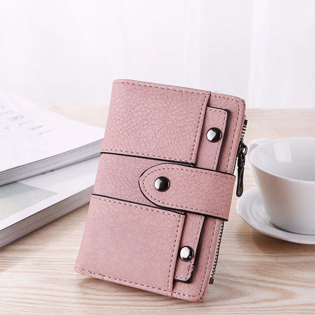 Blue Leather Women's Wallet Foldable Card Holder Small Fashion Wallet