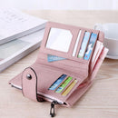 Blue Leather Women's Wallet Foldable Card Holder Small Fashion Wallet