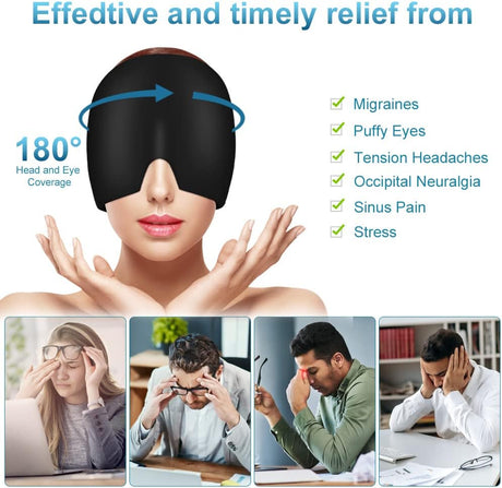 Migraine Gel Capsule Reusable Warm Pack, Cold Pack for Headache Relief, Compatible with Black and Pink