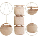 3 Layer Hanging Storage Bag with Pockets Wall Door Organizer for Bedroom Bathroom Cotton Linen Canvas