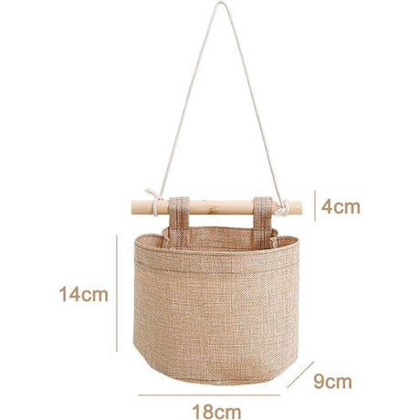 3 Layer Hanging Storage Bag with Pockets Wall Door Organizer for Bedroom Bathroom Cotton Linen Canvas