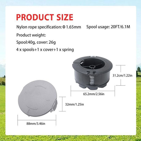 UniversalGrassCut Cord Replacement Spools, 3 Pack 6m 1.6mm Set for 18V-26 18V-260 Models, Compatible with F016800570 and 1600A01R5J