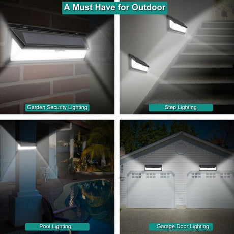 Solar Wall Light 118 LED 1000 Lumen with PIR Motion Sensor IP65 Waterproof Outdoor Garden Lamp