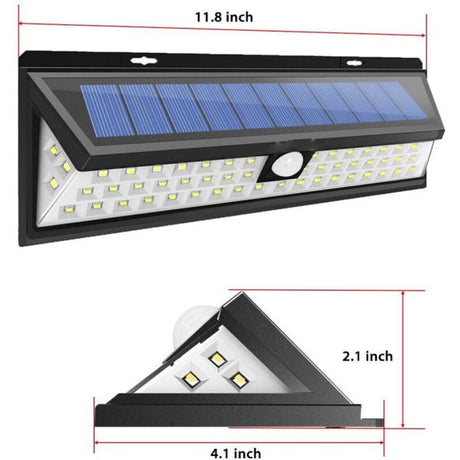 Solar Wall Light 118 LED 1000 Lumen with PIR Motion Sensor IP65 Waterproof Outdoor Garden Lamp