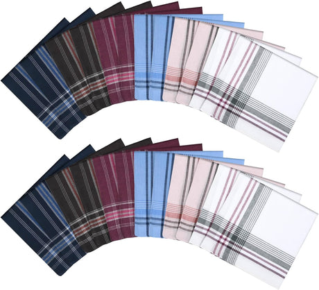 Men's Cotton Handkerchiefs 24 Pcs, Traditional 36 cm x 36 cm Handkerchief for Men, One Size, 24 Pack