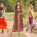 60s Hippie Dress Set for Women, 70s Disco Halloween Costume Outfit with Accessories