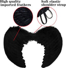 Black Angel Wings Costume - 45cm, with Halo, Compatible with Women Girls Fallen Feather Wings