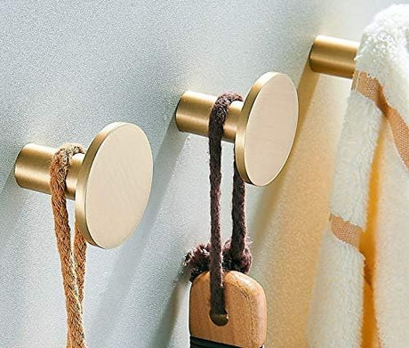 Gold Brushed Brass Towel Hooks Set of 4, Compatible with Various Brands