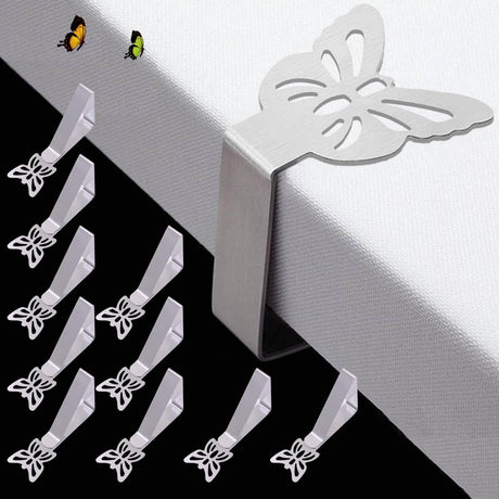 Heavy Duty Stainless Steel Tablecloth Clips 10-Pack for Thick Outdoor and Indoor Picnic Tables, Compatible with Most Brands, Butterfly Design for Party