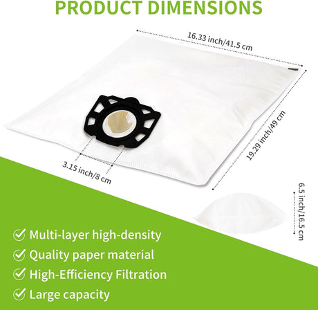 vacuum cleaner bags compatible with Karcher WD4 WD5 WD6 MV4 MV5 MV6 10 pcs