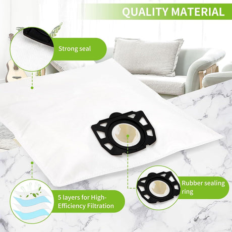 vacuum cleaner bags compatible with Karcher WD4 WD5 WD6 MV4 MV5 MV6 10 pcs