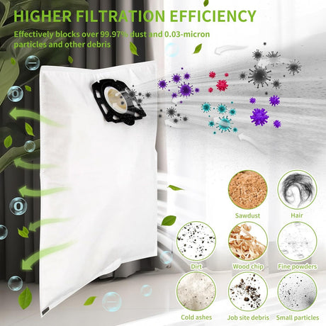 vacuum cleaner bags compatible with Karcher WD4 WD5 WD6 MV4 MV5 MV6 10 pcs