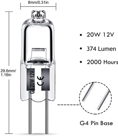 G4 Halogen Lamps 12V 10W Warm White (12 pcs)