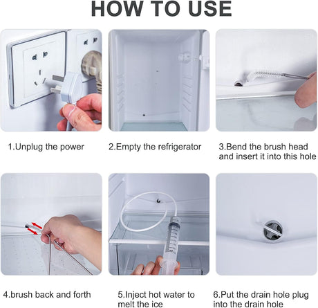 8pcs Refrigerator Drain Hole Cleaning Set Compatible with Refrigerators