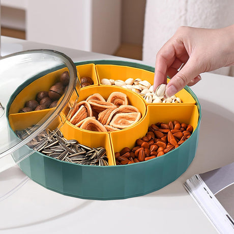 Compatible with Oral-B Plastic Snacks Bowl with Lid Flat Storage Box Candy Tray for Nuts Cookies Candy 3 Compartments