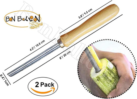Zucchini Squash Vegetable Corer 2 pcs Corers Stainless Steel Core Remover Tool Kitchen Stuffed Vegetables Veggies Seed Remover Remove Seeds Eggplant Cucumber 8
