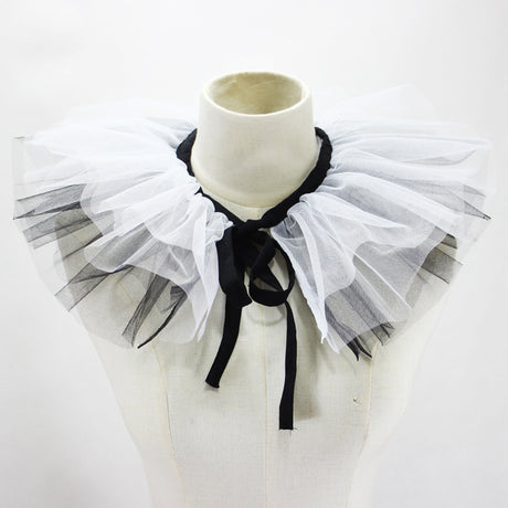 Black White Women's Renaissance Tulle False Collar Victorian Neck Ruff Cosplay Shawl Choker