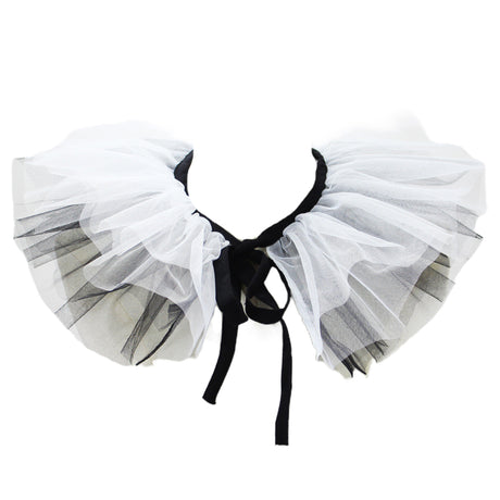 Black White Women's Renaissance Tulle False Collar Victorian Neck Ruff Cosplay Shawl Choker