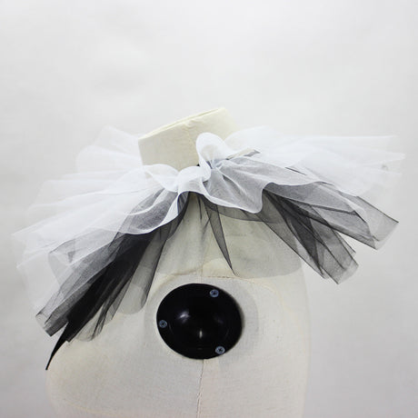 Black White Women's Renaissance Tulle False Collar Victorian Neck Ruff Cosplay Shawl Choker