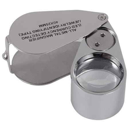 LED UV Jewelers Loupe 40X Magnification Foldable Metal