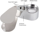 LED UV Jewelers Loupe 40X Magnification Foldable Metal