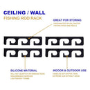 Fishing Rod Holders for Wall and Ceiling, Set of 6, 0.46 Size, Black, Garage Storage