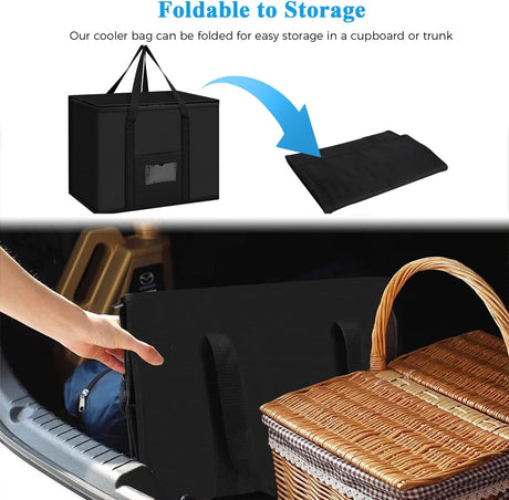 40L Soft Cooler Bag - Large Insulated Picnic Bag, Thermal Food Delivery Grocery Bag