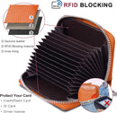 RFID Blocking Credit Card Holder Wallets Thin Mini Travel Bag Card Case Cash Envelope Money Organizer for Women Gift Compatible with YUX Orange