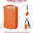 RFID Blocking Credit Card Holder Wallets Thin Mini Travel Bag Card Case Cash Envelope Money Organizer for Women Gift Compatible with YUX Orange