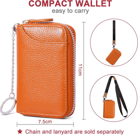 RFID Blocking Credit Card Holder Wallets Thin Mini Travel Bag Card Case Cash Envelope Money Organizer for Women Gift Compatible with YUX Orange