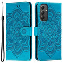 Samsung Galaxy A56 5G Case with Multicolor Mandala Embossed PU Leather Wallet Cover - Blue