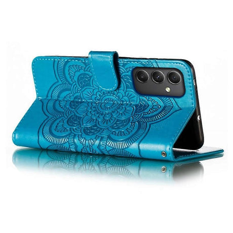 Samsung Galaxy A56 5G Case with Multicolor Mandala Embossed PU Leather Wallet Cover - Blue